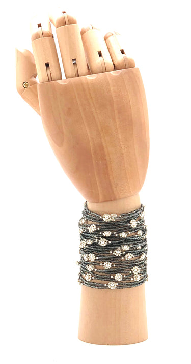 Brazalete cosecha 25 hilos plata.
